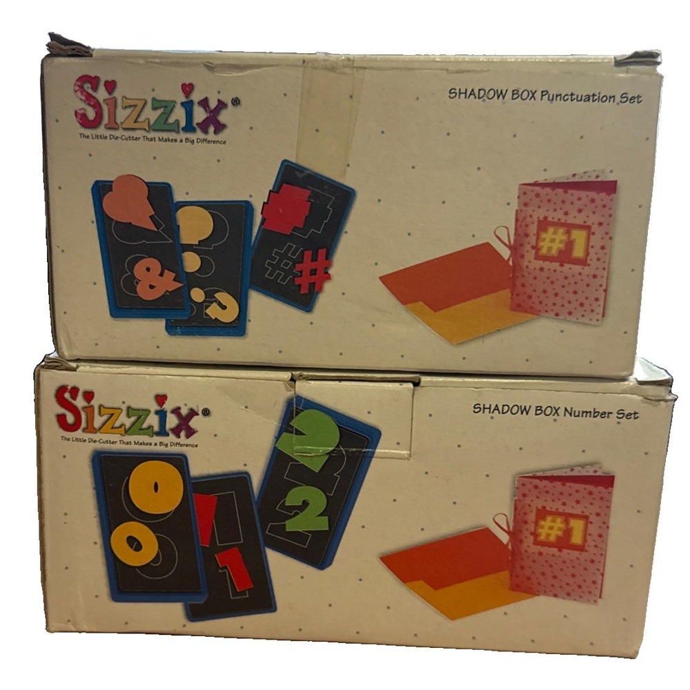 SIZZIX SHADOW BOX Lot Of 2 Punctuation & Numbers Set